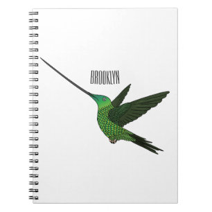 Schwertbillige Darstellung des Kolibris-Cartoon Notizblock