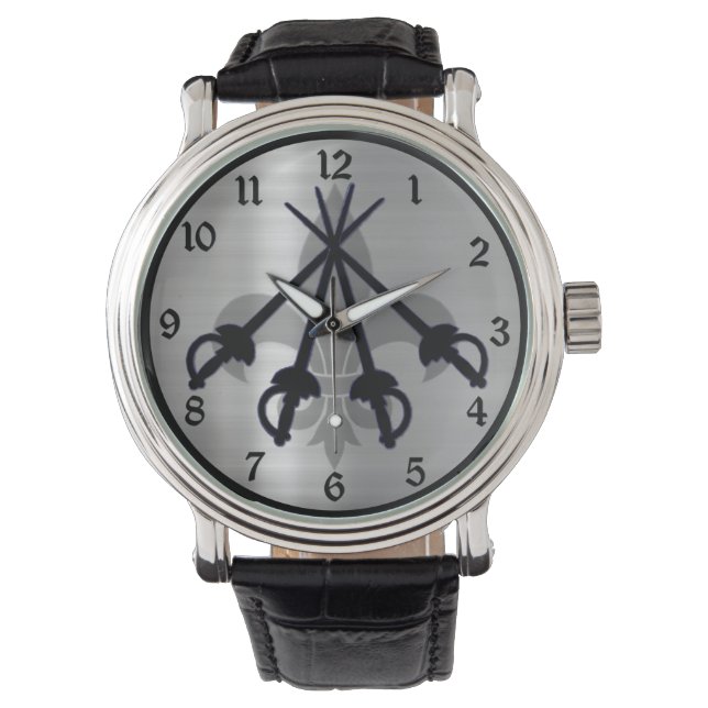 Schwerter für Musketiere - Silberweste Armbanduhr (Vorderseite)