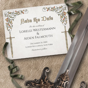 Schwerter Gamer Fantasy Wedding Dankeskarte