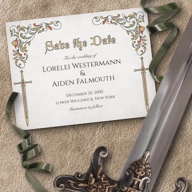 Schwerter Gamer Fantasy Wedding Dankeskarte (Von Creator hochgeladen)