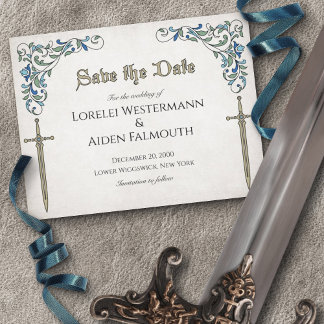 Schwerter Gamer Fantasy Wedding Dankeskarte