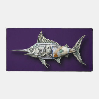 Schwertfisch aus Geldorigami Schreibtischunterlage