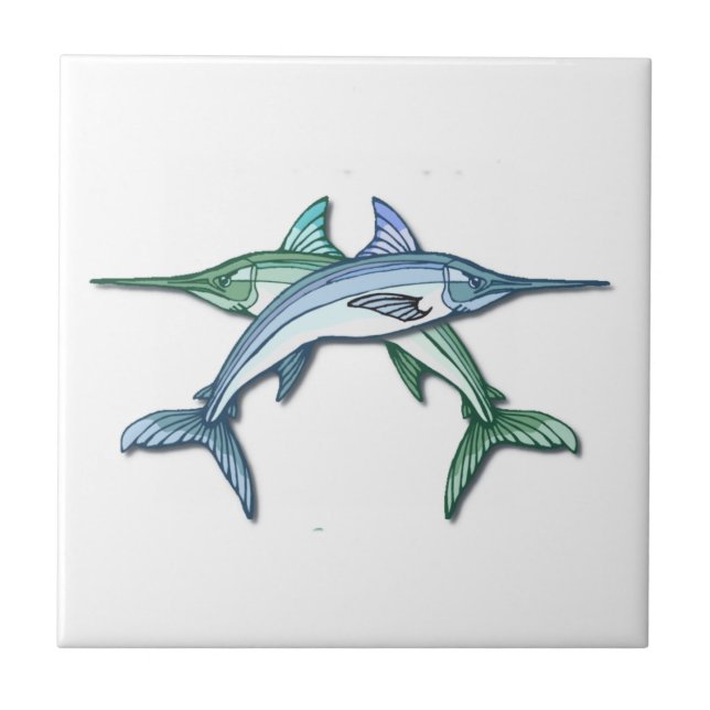 Schwertfisch-Entwurfs-Fliese Fliese (Vorderseite)
