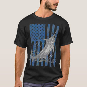 Schwertfisch Fischen unter amerikanischer Flagge T T-Shirt
