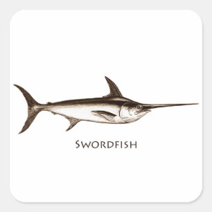 Schwertfisch-Logo Quadratischer Aufkleber