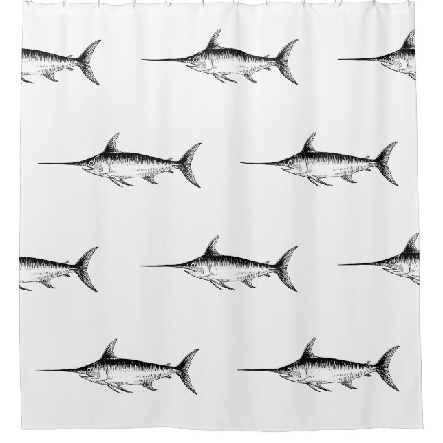 Schwertfisch Muster Duschvorhang (Vorderseite)