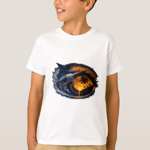 Schwertfisch-Sonnenuntergangs-Welle – Surrealistis T-Shirt