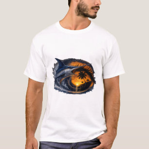 Schwertfisch-Sonnenuntergangs-Welle – Surrealistis T-Shirt