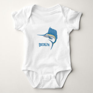 Schwertfischfisch Cartoon Illustration Baby Strampler
