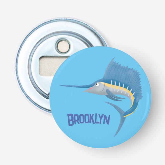 Schwertfischfisch Cartoon Illustration Flaschenöffner (Vorderseite)