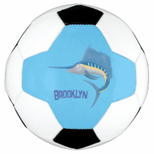 Schwertfischfisch Cartoon Illustration Fußball