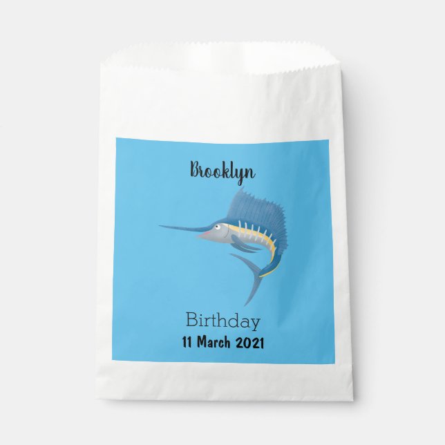 Schwertfischfisch Cartoon Illustration Geschenktütchen (Vorderseite)