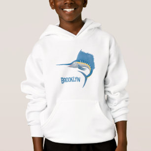 Schwertfischfisch Cartoon Illustration Hoodie