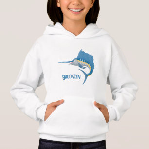 Schwertfischfisch Cartoon Illustration Hoodie