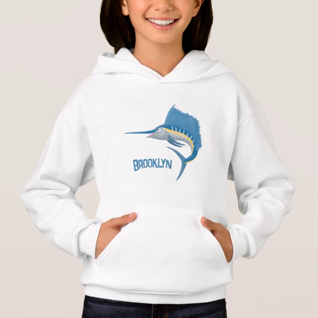 Schwertfischfisch Cartoon Illustration Hoodie (Vorderseite)