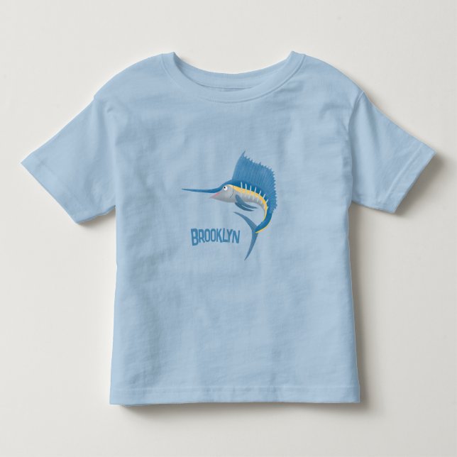Schwertfischfisch Cartoon Illustration Kleinkind T-shirt (Vorderseite)