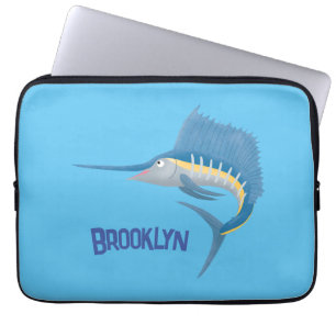Schwertfischfisch Cartoon Illustration Laptopschutzhülle