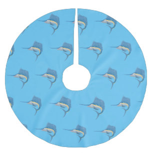 Schwertfischfisch Cartoon Illustration Polyester Weihnachtsbaumdecke