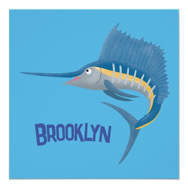 Schwertfischfisch Cartoon Illustration Poster (Vorderseite)