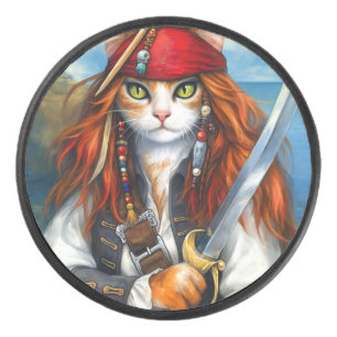 Schwertkämpfer-Pirat-Katze   Fantasy-Charakter-Kun Eishockey Puck