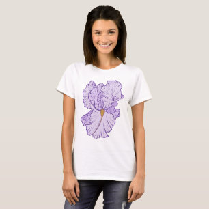 Schwertlilie Lila Linienkunst T-Shirt