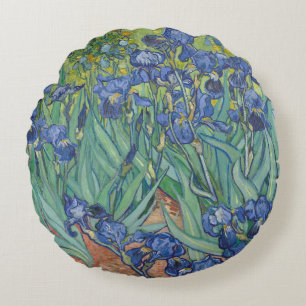 Schwertlilien, Florale Ölmalerei, Vincent Van Gogh Rundes Kissen
