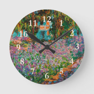 Schwertlilien Monet Garten Giverny Blumen Runde Wanduhr
