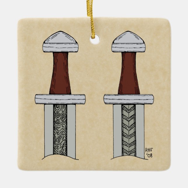 Schwertmuster Keramikornament (Vorderseite)