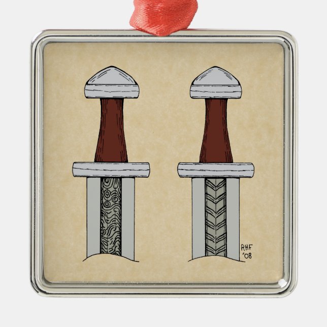 Schwertmuster Ornament Aus Metall (Vorne)