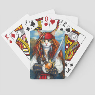 Schwertschwingende Piratenkatze   Fantasy Charakte Spielkarten