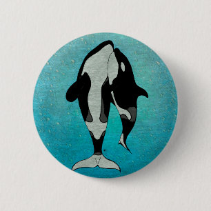 Schwertwal-Blau Button