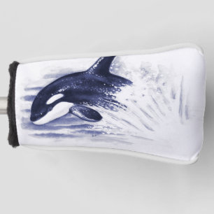 Schwertwal, der Blau durchbricht Golf Headcover