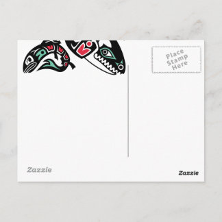 Schwertwal-Killerwal u. Lachse - HaidaFarbgrafik Postkarte