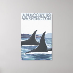 Schwertwal-Wale #1 - Anacortes, Washington Leinwanddruck