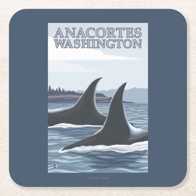 Schwertwal-Wale #1 - Anacortes, Washington Rechteckiger Pappuntersetzer (Vorderseite)