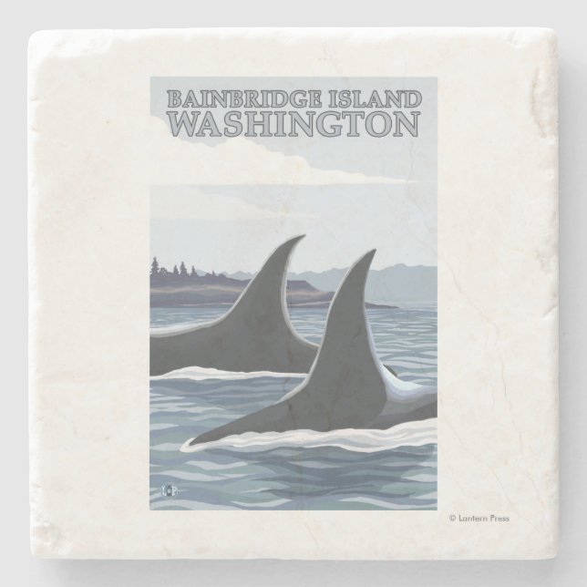 Schwertwal-Wale #1 - Bainbridge Insel, Washington Steinuntersetzer (Vorderseite)