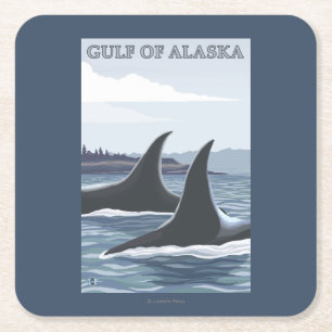 Schwertwal-Wale #1 - das Golf von Alaska Rechteckiger Pappuntersetzer