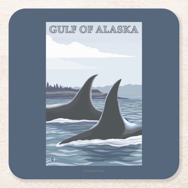 Schwertwal-Wale #1 - das Golf von Alaska Rechteckiger Pappuntersetzer (Vorderseite)