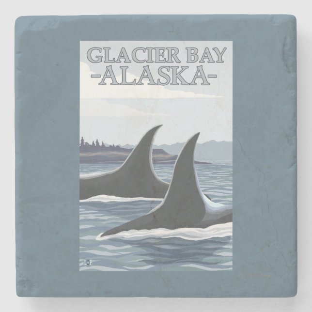 Schwertwal-Wale #1 - Glacier Bay, Alaska Steinuntersetzer (Vorderseite)