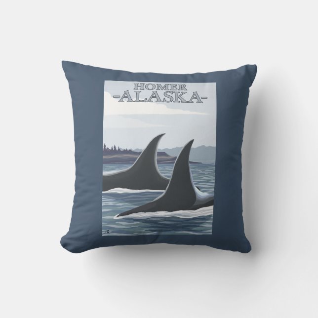 Schwertwal-Wale #1 - Homer, Alaska Kissen (Vorderseite)