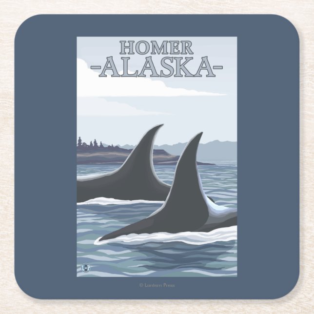Schwertwal-Wale #1 - Homer, Alaska Rechteckiger Pappuntersetzer (Vorderseite)