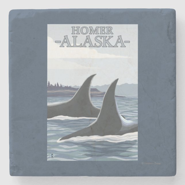 Schwertwal-Wale #1 - Homer, Alaska Steinuntersetzer (Vorderseite)