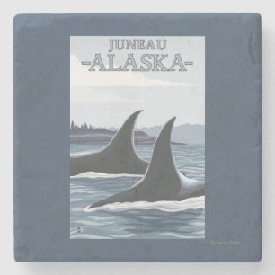 Schwertwal-Wale #1 - Juneau, Alaska Steinuntersetzer