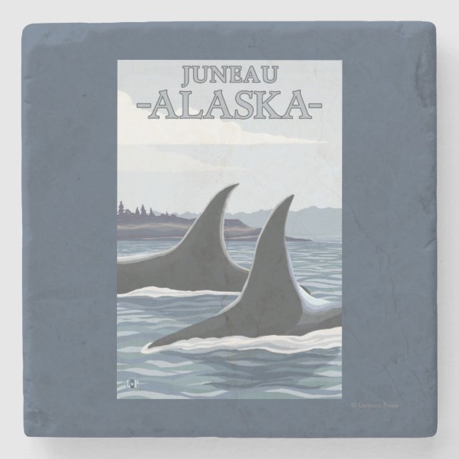 Schwertwal-Wale #1 - Juneau, Alaska Steinuntersetzer (Vorderseite)