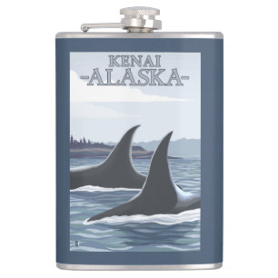Schwertwal-Wale #1 - Kenai, Alaska Flachmann