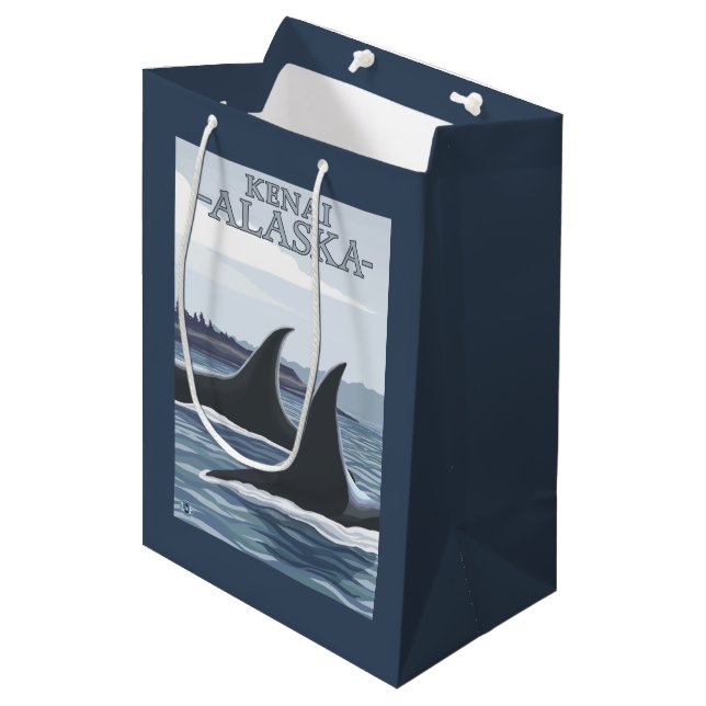 Schwertwal-Wale #1 - Kenai, Alaska Mittlere Geschenktüte (Vorderseite Schrägansicht)
