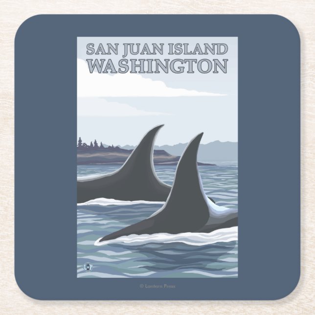 Schwertwal-Wale #1 - San- Juaninsel, Washington Rechteckiger Pappuntersetzer (Vorderseite)