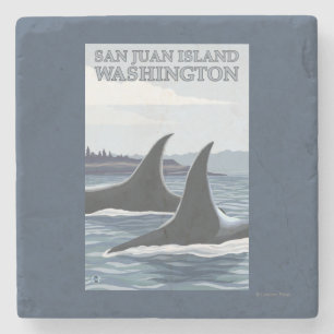 Schwertwal-Wale #1 - San- Juaninsel, Washington Steinuntersetzer