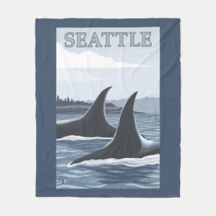 Schwertwal-Wale #1 - Seattle, Washington Fleecedecke