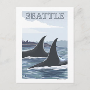 Schwertwal-Wale #1 - Seattle, Washington Postkarte